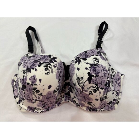 Torrid Curve T Shirt Bra 360 Smoothing Purple Rose Floral Underwire sz 40DDD - Picture 6 of 8